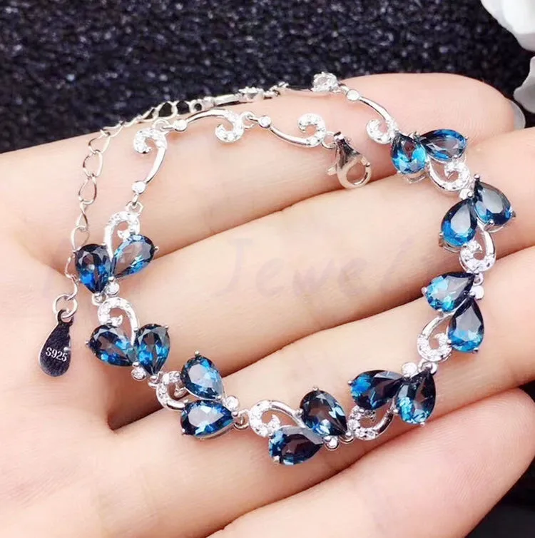 Синее ожерелье из топаза, браслет,, натуральный настоящий голубой топаз, Стерлинговое Серебро 925 пробы, 0.5ct* 16 шт, драгоценный камень# SB18092406