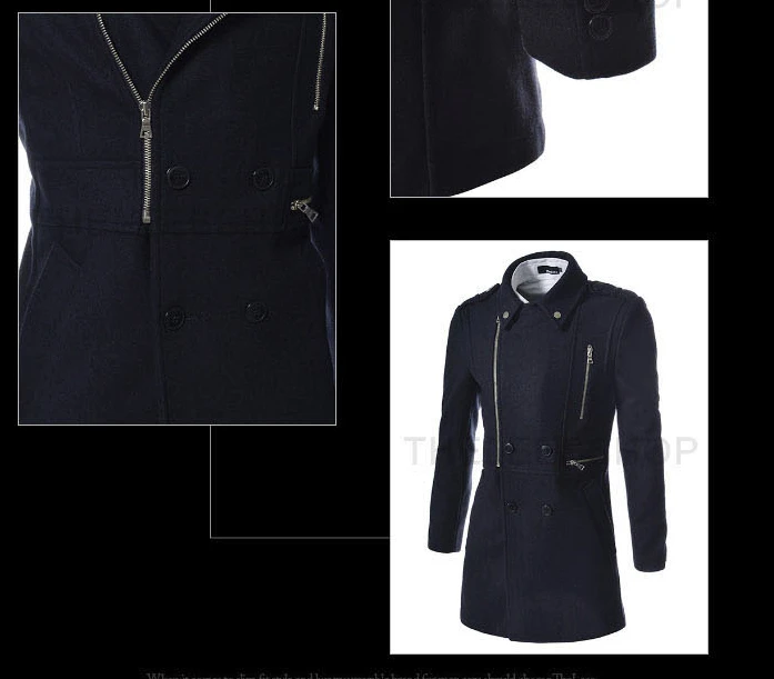 Мужское пальто, двубортное пальто, новая продукция, мужская мода, мульти-молния, дизайн, лацканы, шерстяное пальто, отложной воротник, смесь шерсти