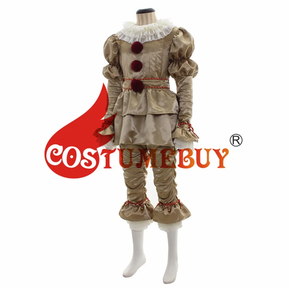 CostumeBuy фильм Стивена Кинга это Pennywise Косплэй взрослый костюм на Хэллоуин джокер золото Косплэй костюм L920