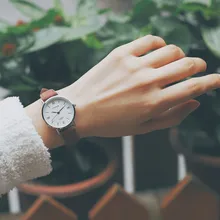 Корейская версия Модные женские кварцевые часы простые ulzzang Роскошные Лидирующий бренд женские наручные часы винтажные кожаные relogio feminino