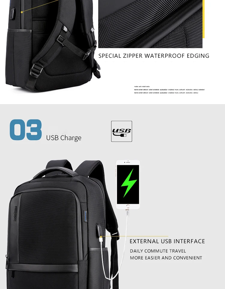Мужские Водонепроницаемые рюкзаки с зарядкой от usb 15,6 дюймов для ноутбука, Мужской многофункциональный рюкзак для путешествий, школьный рюкзак для мальчиков и девочек-подростков