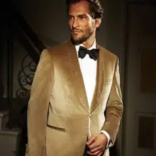 Горячая Распродажа, одна пуговица, золотые атласные смокинги друзей жениха, мужские свадебные костюмы для выпускного вечера, жених(пиджак+ брюки+ галстук-бабочка) K: 1054