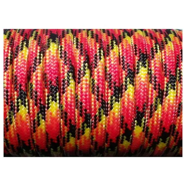 

550 Paracord 7 Inner Strands Mil Spec Type III Bushcraft Survival Lanyard Rope, 100 FT Black+Yellow+red (#55)