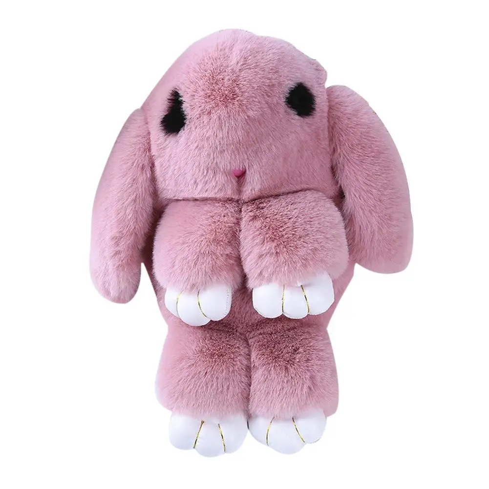 PinShang Женская милая мультяшная Сумка-слинг с кроликом пушистая сумка через плечо с кроликом - Цвет: Bean pink