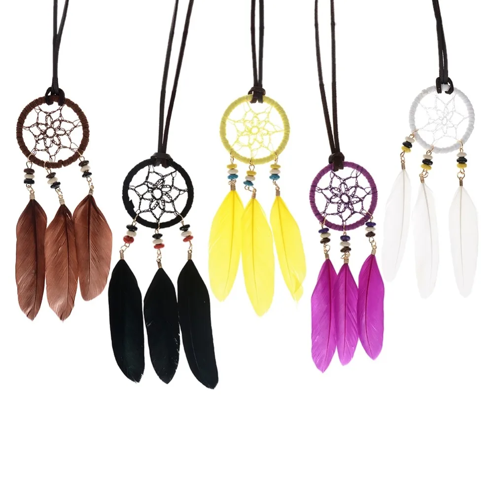 Dream Catcher Necklace Pendant Necklace With Alloy Feather Pendants