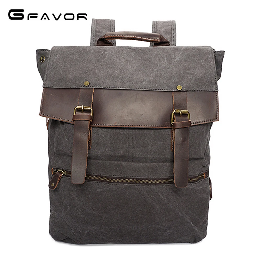

G-FAVOR Laptop Backpack Men Vintage Canvas Backpacks School Bags for Teenagers Boys Fashion Male Bags