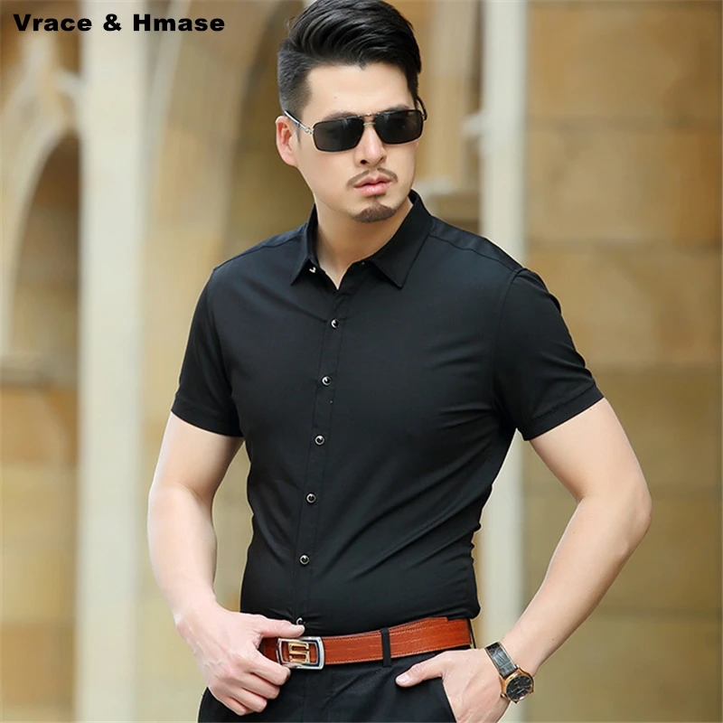 Korean Style Fashion Slim Mercerized Cotton Quality Short Sleeve Shirt
