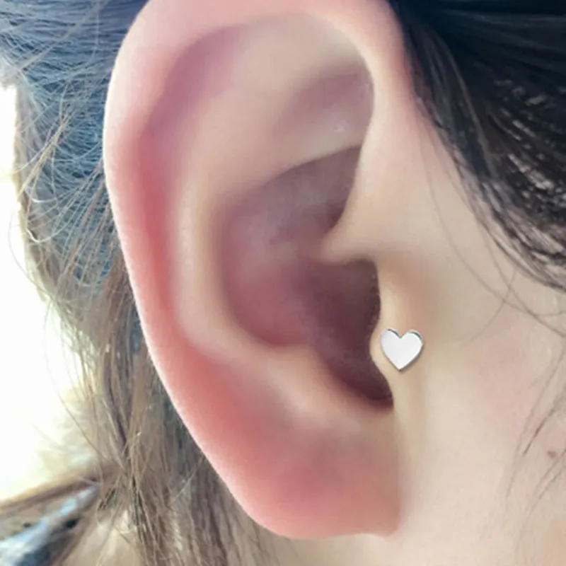 

1pair Minimalism Heart Mini Small Screw Studs Earrings For Women Cute Gold Silver Color Earrings Chic Ear Studs Jewelry E462