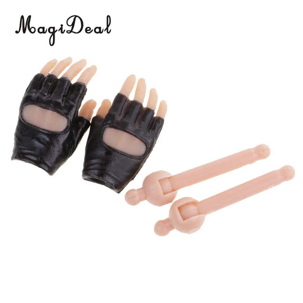 MagiDeal 1:6 Scale Black Half Gloved Hands for 12 Inch Female Action Figure Dolls Children Adult Toy DIY Accessories
