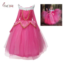 Filles Sleeping Beauty Princesse Cosplay Partie Robes Enfants Manches Longues Aurora Costume Vêtements Enfants Tutu Robe pour Noël