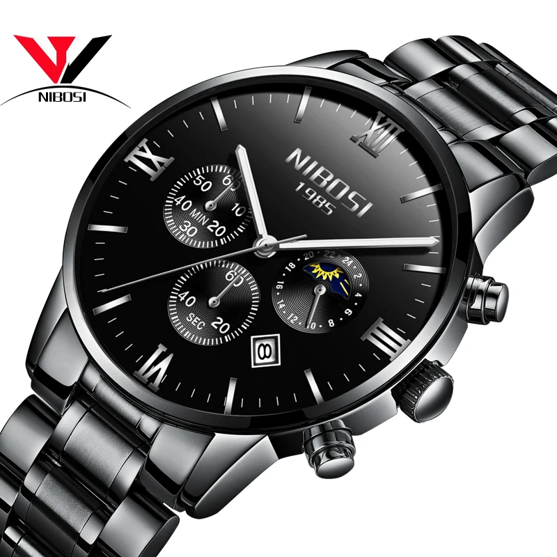 

NIBOSI Dress Watch Men Gold 2018 Luxury Brand Men's Watch Waterproof Stainless Steel Famous Wristwatch Man Clock Water Resistant