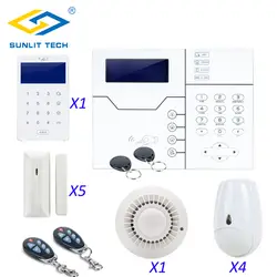 Беспроводной IP TCP GSM сигнализация Системы Главная RFID охранной сенсорная клавиатура ПЭТ Иммунной PIR движения сеньор двери огонь детектор somke