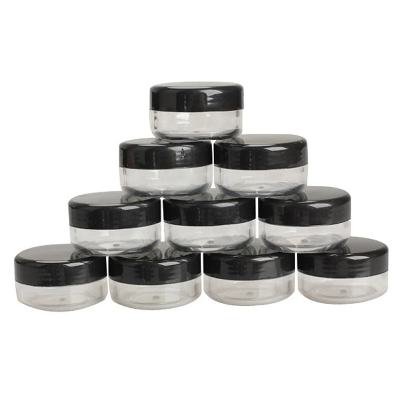

10 pcs Plastic Box Nail Art Cosmetic Storage Bag Bottle, Black transparent