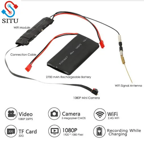 HD 1080 P экшн камера с Wi Fi подключением Камера P2P DIY модуль Пинхол IP звук Запись