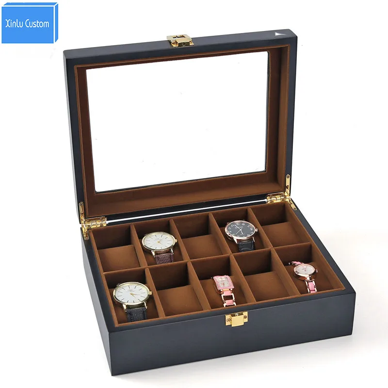 Black Paint Luxury EU Vintage Man women Storage&Display Watch Boxes