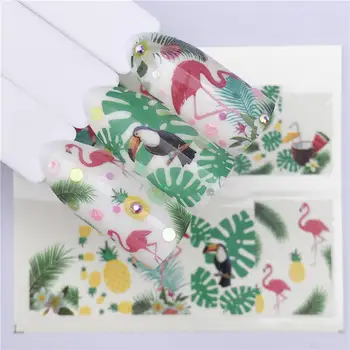 

YZWLE Summer Series Nail Water Decals Black Flamingo Pattern Tranfer Sticker Flamingo Pineapple Mermaid Nail Art Decoration