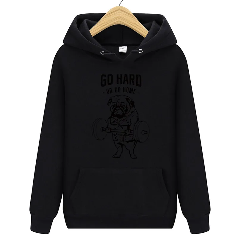 

2019 Men Hoodies Casual Weightlifting Dog Cartoon Print Cotton Off-White Red Orange Purple Sweatshirt Men and Women Clothing