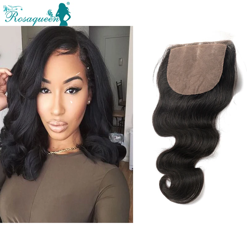 

Malaysian Virgin Hair Silk Base Closure 6A Body Wave Natural Color In Stock Human Hair Free/Middle/Three Part Silk Base Closure