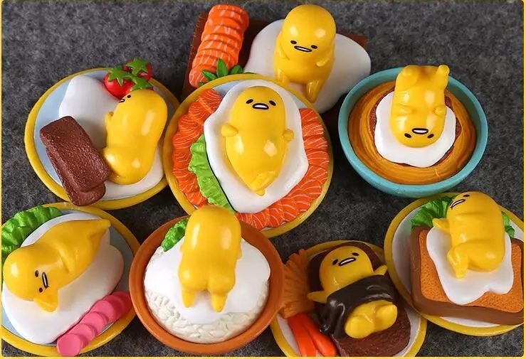 8 шт. аниме прекрасный Sanrio Gudetama ленивое яйцо мини пластиковые украшения ПВХ милые фигурки смолы Коллекция Модель игрушки Подарки кукла