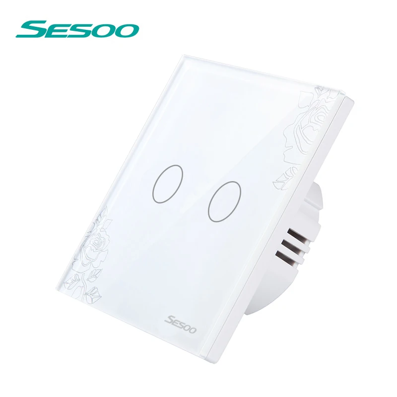 

SESOO Waterproof Wall Touch Switch 2 Gang 1 Way Remote Control Light Switch Without Controller Smart Light Switches SY3-02
