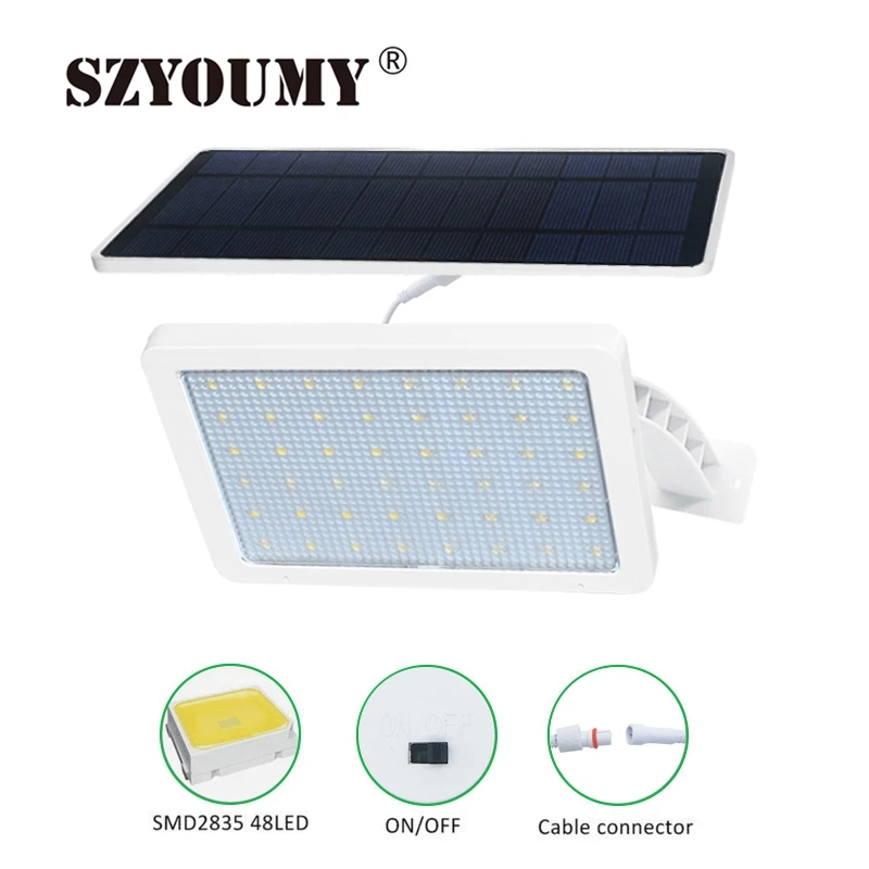 

SZYOUMY LED Solar Lamp Split 48 leds Solar Light For Outdoor Garden Wall Yard LED Wall Adjustable Lighting angle 800lumens