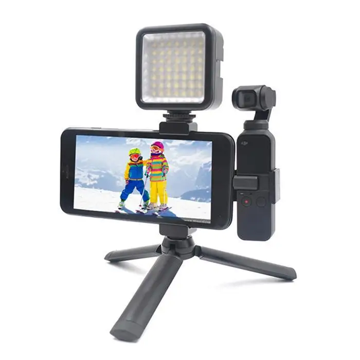 

Tripod with Metal Phone Holder Mount Fixed Stand Bracket Light Foldable Set&LED lights for Osmo Pocket Accessories
