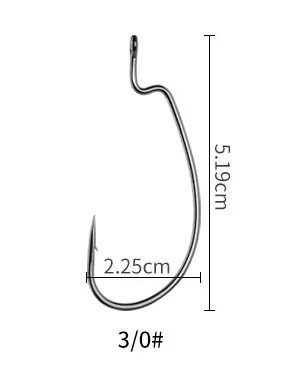 LINNHUE 10 шт. рыболовный крючок из углеродистой стали, Большой Крючок для ловли басов, крючок для ловли на крючок, свинцовая головка с колючей рукояткой, крючок для мягкой приманки, приманка для рыбалки - Цвет: 3-0