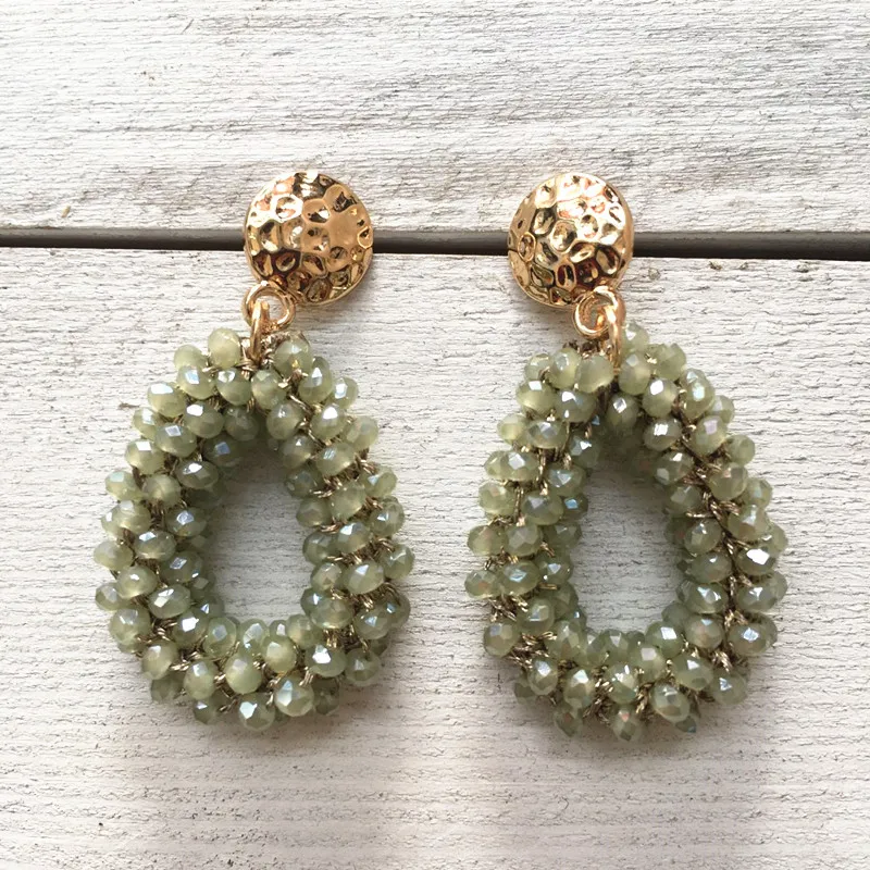 

Dongmu 2022 New Summer Bohemian Fashion Crystal Earrings Water Droplets Woven Women's Fine Jewelry New Year Gift Popular