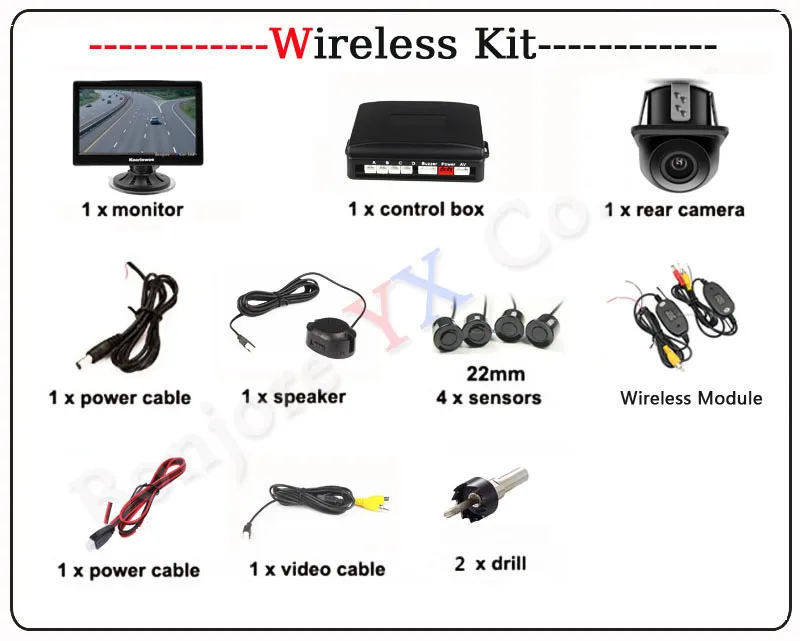 Koorinwoo 2,4G беспроводной комплект автомобильных датчиков парковки 4 Радар детектор подсветка дисплей монитор обратный резервный камера заднего вида система