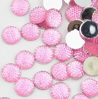 

400pcs 12mm pink color cabochons Bling Round Rhinestones/Gems flat back embellishment resin /acrylic cab dotted crystal