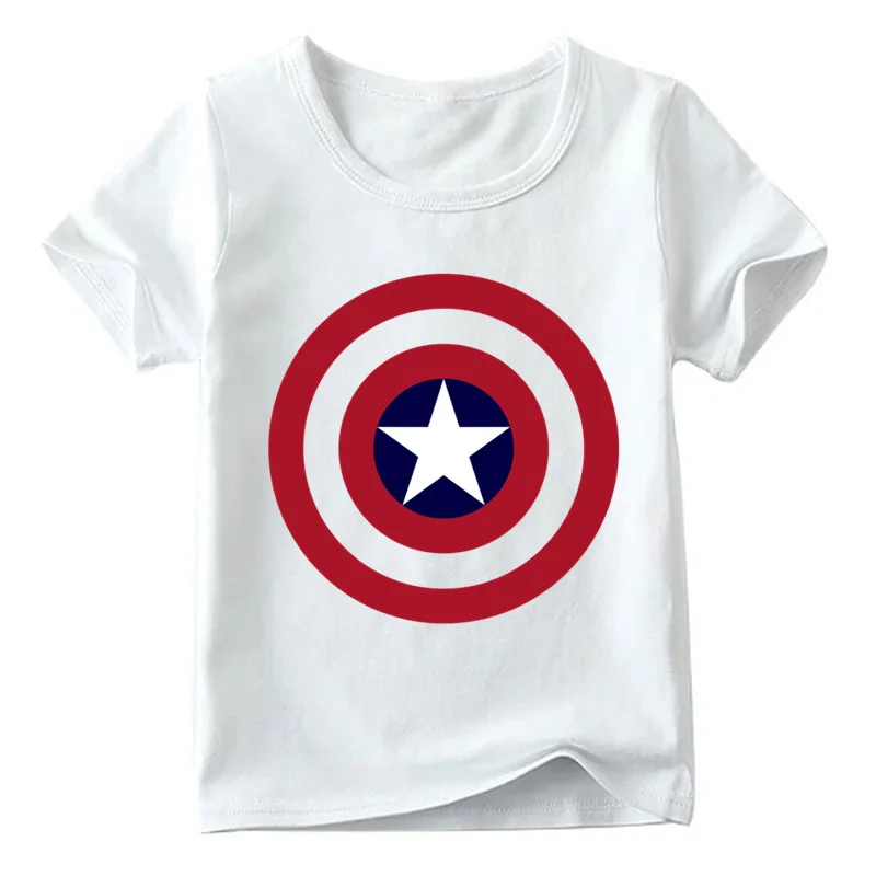 Футболка с принтом «мстители», «Капитан Америка» для маленьких мальчиков и девочек летние детские топы с короткими рукавами, Детская Повседневная футболка ooo370 - Цвет: White c