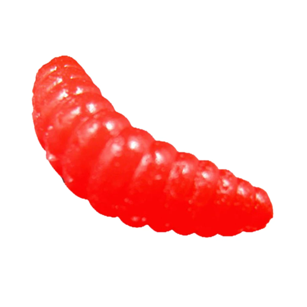 

New 100Pcs 2cm Fishing bait artificial soft bait lures lifelike simulation worm maggot Grub form bait fish odor Red