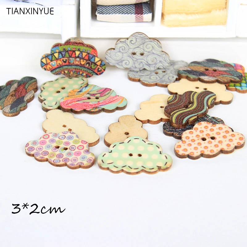 

Cartoon Clouds Button Sewing Scrapbooking Random color Two Holes Wood Buttons,DIY Clothing Accessories