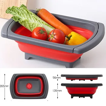 

Foldable Drain Basket Collapsible Fruit Vegetable Washing Container for Kitchen J2Y