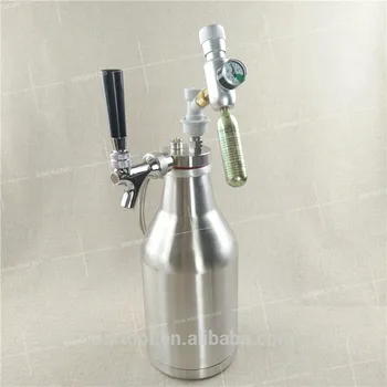

304 stainless steel 64oz insulated beer growler with tap with mini co2 charger