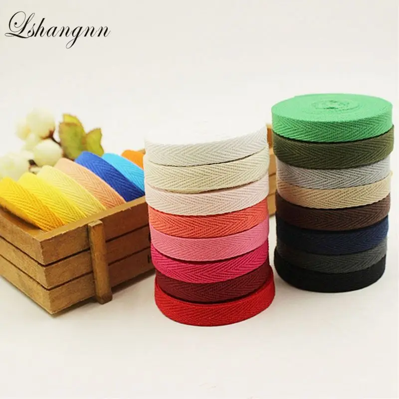 

Lshangnn 20MM Width 100% Cotton Belt Strong Herringbone Tape Package Cotton Ribbon 50 yards Handmade Diy Cloth Accessories