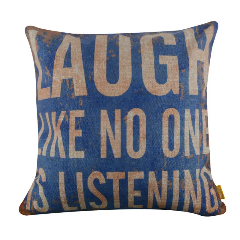 LINKWELL 18x18" Vintage Blue Laugh Like No One is Listening Words