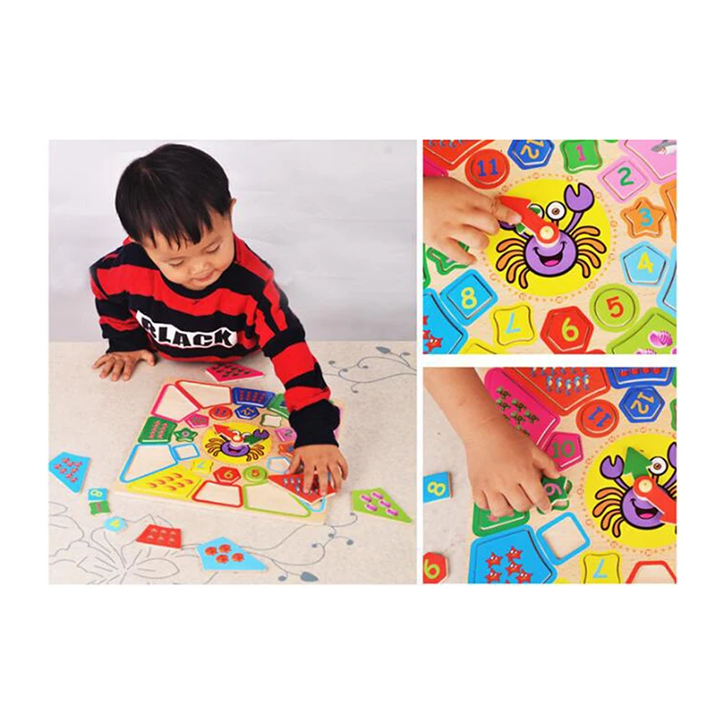 

Early Education Cognitive Clocks Wooden Children Disassembling Alarm Clocks Multi-functional Geometry Party Jigsaw Puzzle