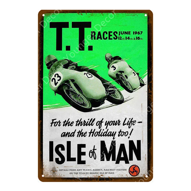 TT Isle Of Man металлический плакат ретро Гонки на мотоциклах табличка настенная живопись тарелка Паб Бар Гараж домашний декор винтажные жестяные знаки