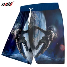 UJWI мужские быстросохнущие летние пляжные Боксеры Шорты мужские шорты с 3D принтом космонавта шорты в стиле хип-хоп
