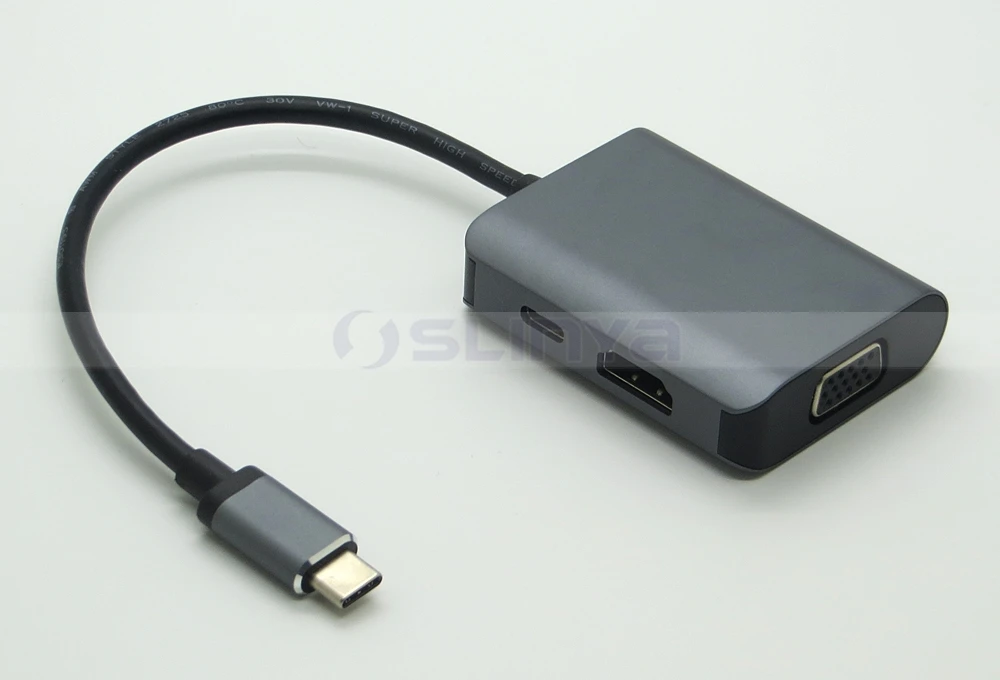 3 в 1 USB 3,1 USB C type C концентратор с 4 K 60Hz HDMI VGA type C зарядка PD адаптер для Apple Macbook Google Chromebook Pixel