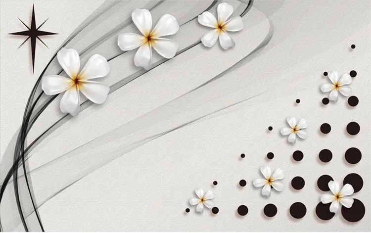 Custom 3D Photo Wallpaper Black And White Fashion Flower Stereoscopic Relief TV Background Decor Wall Painting Mural Wallpapers