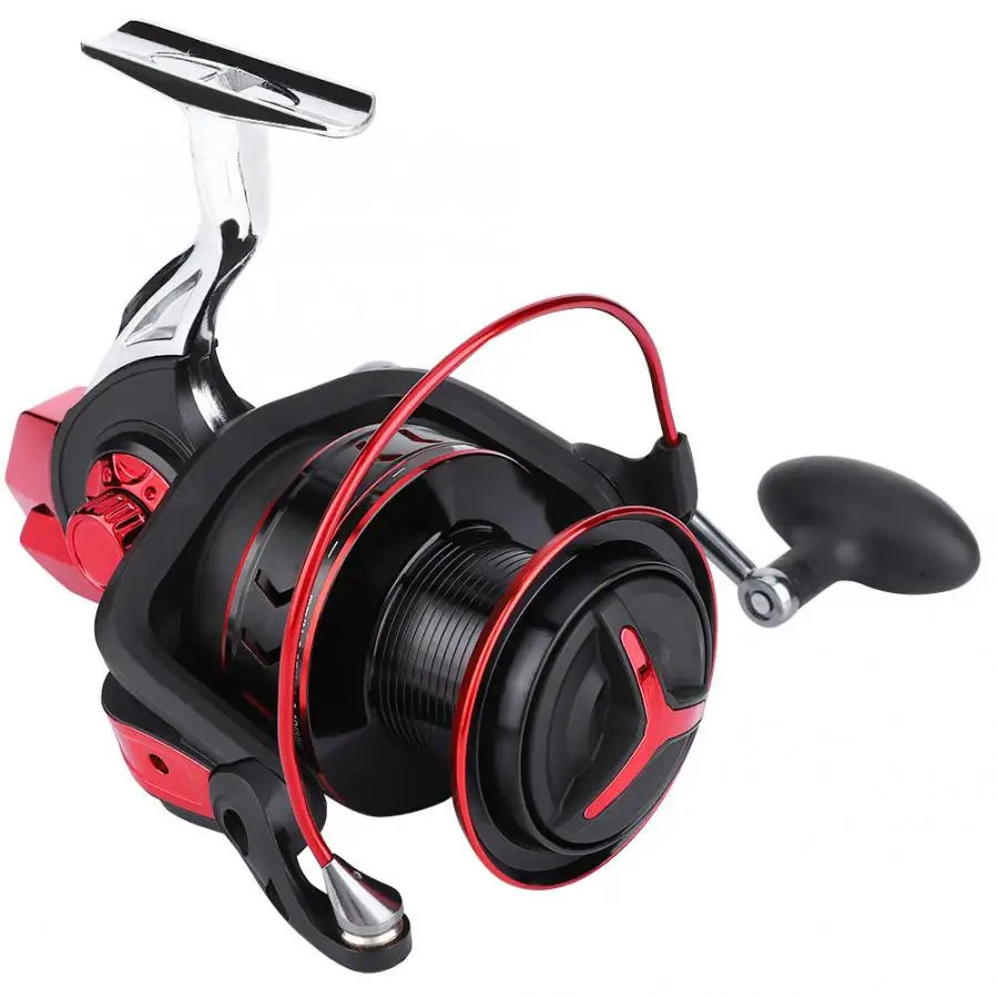 Red 4.9:1 Fishing Reel Distant Wheel 10000 Series Metal Long Range Heavy Duty Casting Spinning Fishing Reel Sea Ocean Fishing Tool - Color: Red