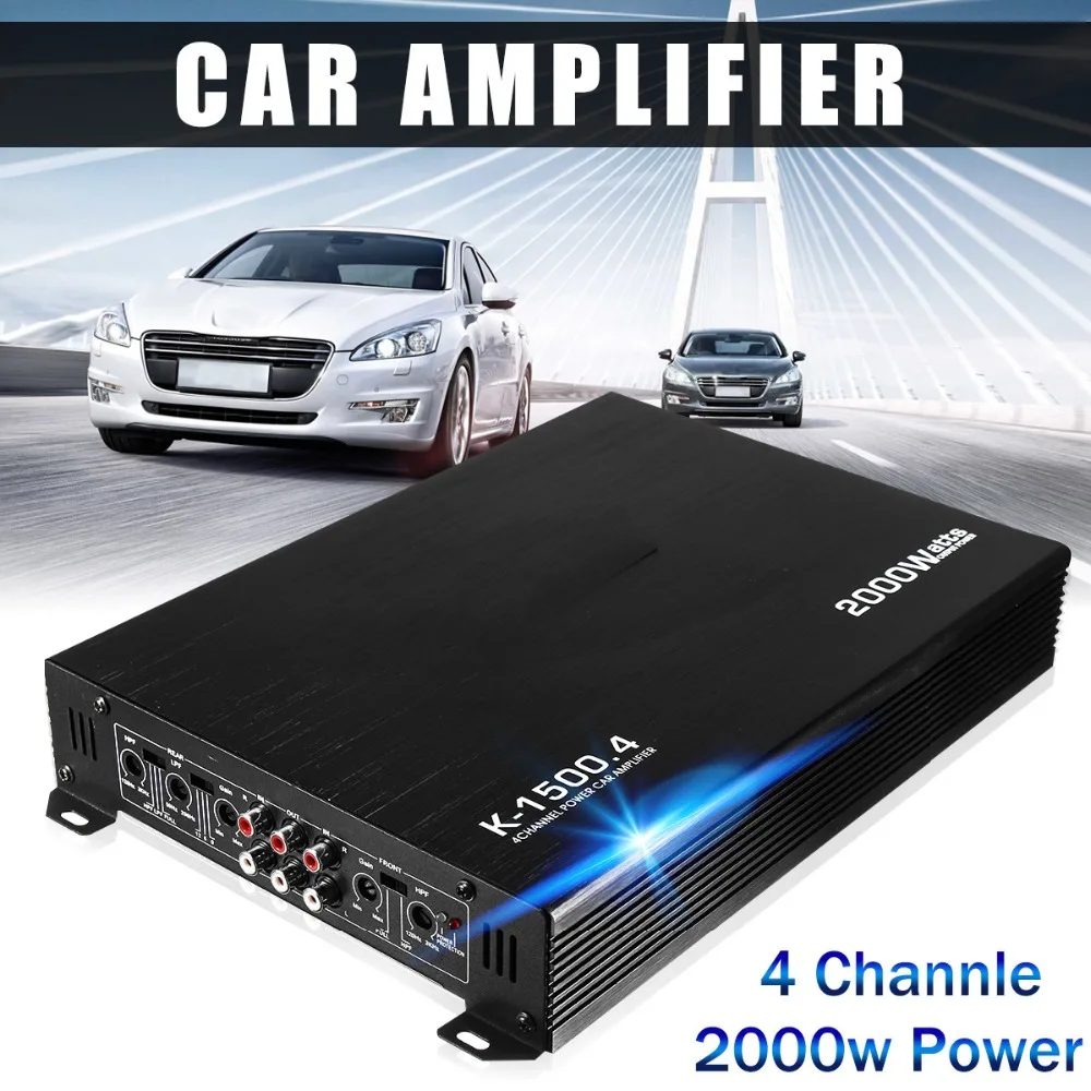 

2000 Watt 4 Channel CH Car Auto Audio Power Amplifier HiFi Stereo Amp Aluminum 12V Audio Power Amplifier Player