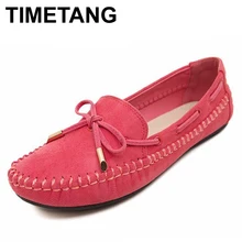 TIMETANG/элегантная женская обувь на плоской подошве; модные лоферы с бантом; сезон лето-весна; женские замшевые Балетки без застежки; Мягкие Мокасины