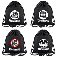 Dragon Ball Z рюкзак на шнурке японский классический мультфильм аниме Dragon Ball логотип печать на холсте Drawstring сумки для мальчиков и девочек