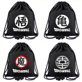 

Dragon Ball Z Drawstring Backpack Japanese Classic Cartoon Anime Dragon Ball LOGO Printing Canvas Drawstring Bags for Boys Girls