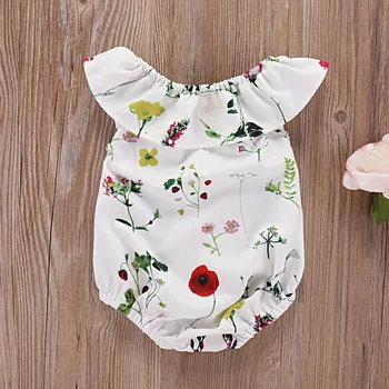 

Summer Infant Baby Rompers Ruffles Floral Printed Girls Jumpsuits Clothing Outfits FJ88