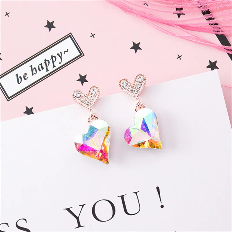 2018 Trendy stud earrings for women Fashion Zircon earrings Diamond-encrusted love heart earring Stud Earrings Brincos J04#N (5)