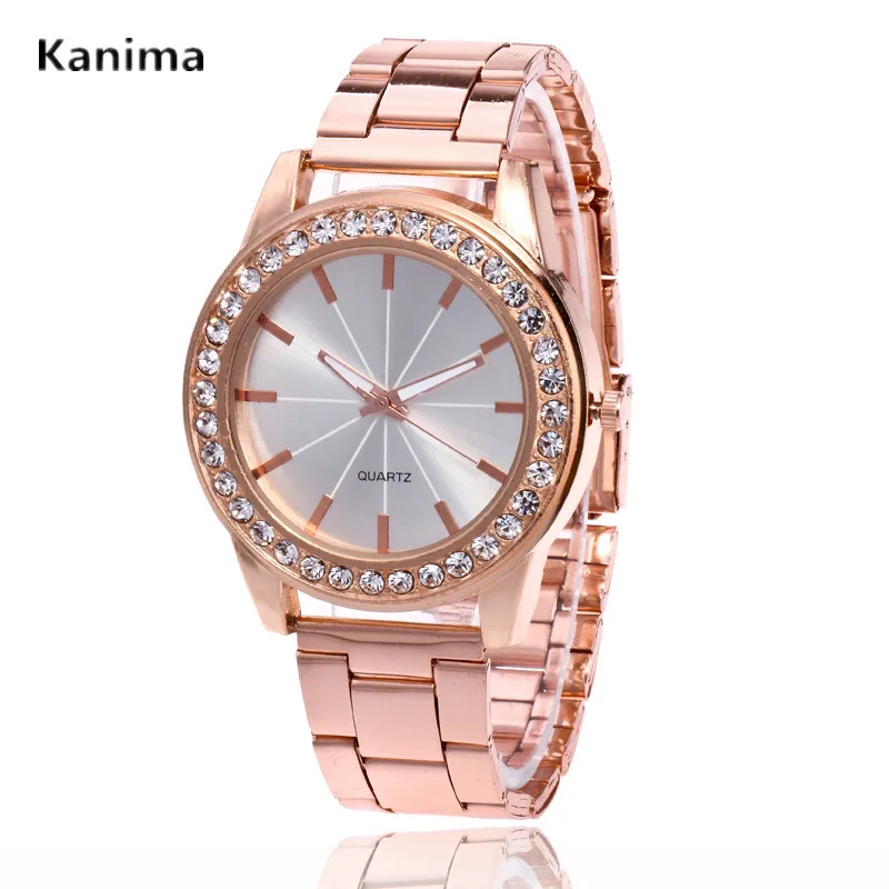 

2017 NEW Fashion Women Gold Watch Ladies Stainless Steel Rhinestone Dress Quartz-Watch Damske Hodinky Relogio Feminino clock